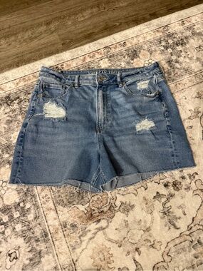 American Eagle Outfitters Mid-Blue Distressed Denim Shorts